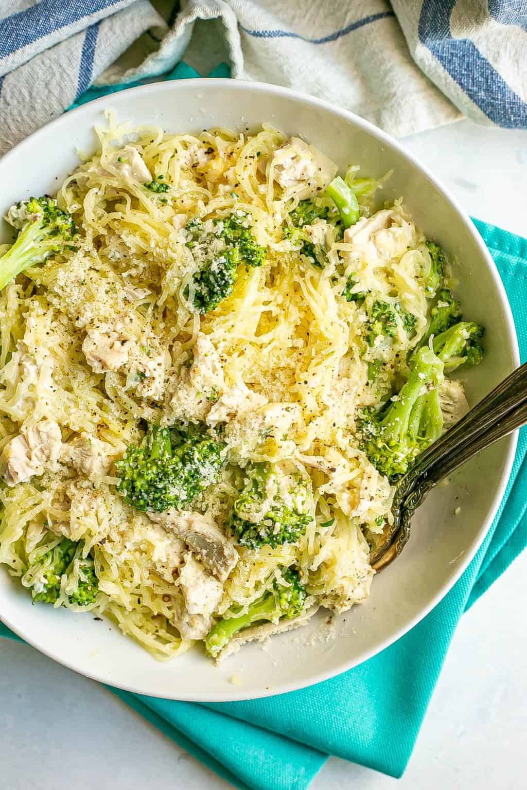 Spaghetti Squash with Chicken & Broccoli - Family Food on the Table