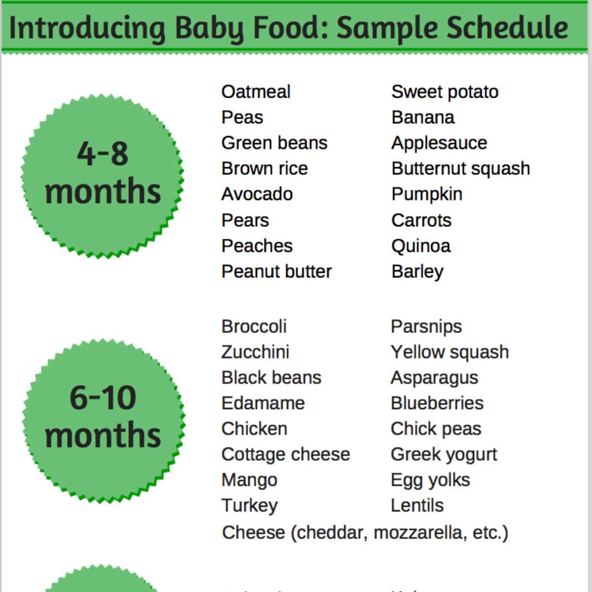 Homemade Baby Food Introducing Solids Schedule Family Food on the Table