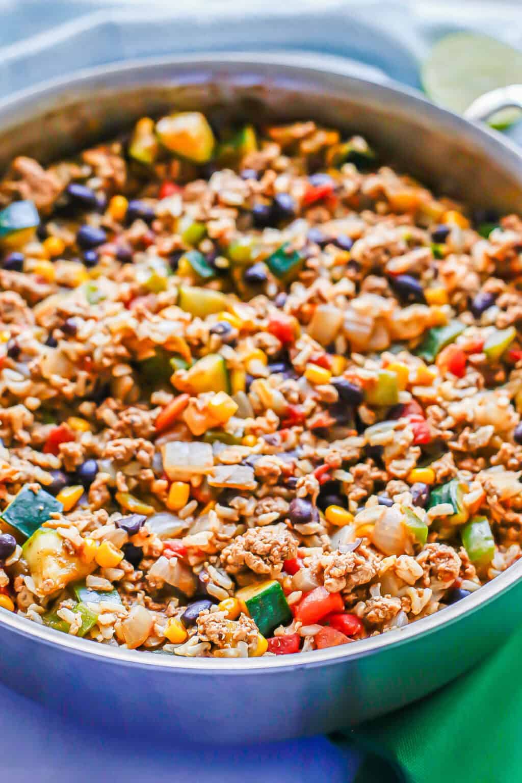 Ground Turkey, Rice and Veggie Skillet - Family Food on the Table